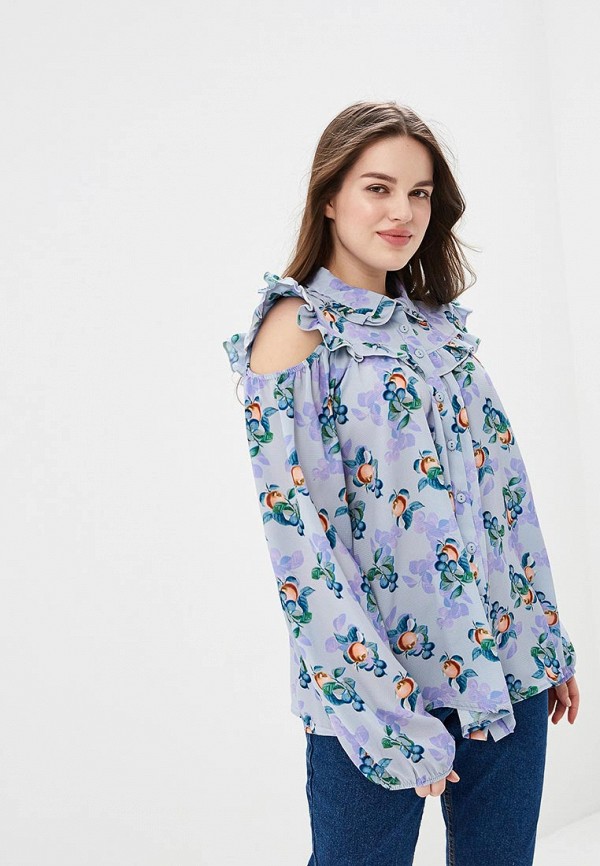 

Блуза Lost Ink Plus, Синий, BLOUSE IN PEACH PRINT