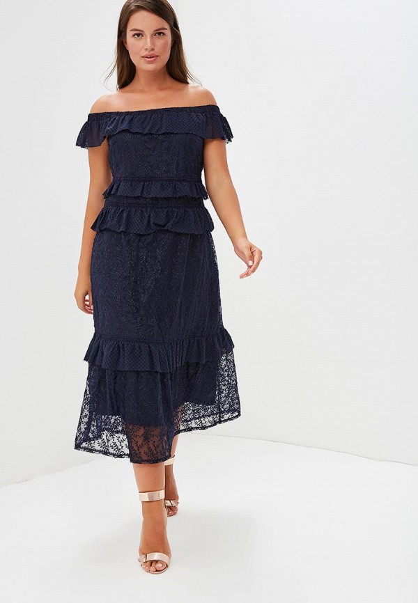 

Платье Lost Ink Plus, Синий, PREMIUM DRESS IN LACE TIERS