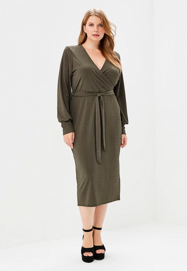 

Платье LOST INK PLUS, WRAP PENCIL DRESS IN RIB, Зеленый