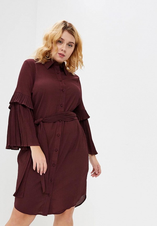 

Платье LOST INK PLUS, SHIRT DRESS WITH PLEAT SLEEVES, Бордовый