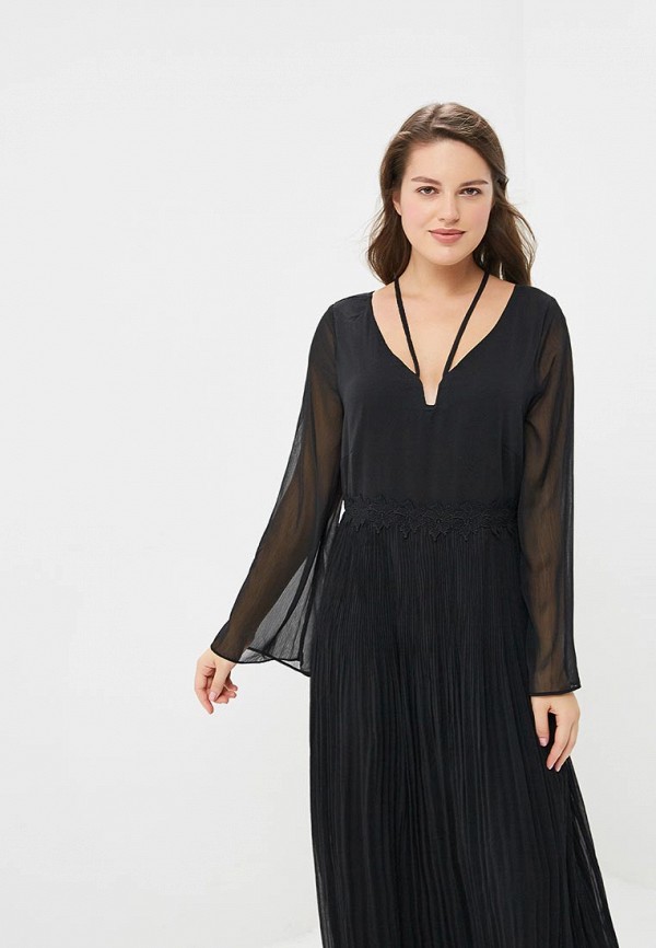 

Платье LOST INK PLUS, MAXI DRESS WITH LACE & PLEATS, Черный