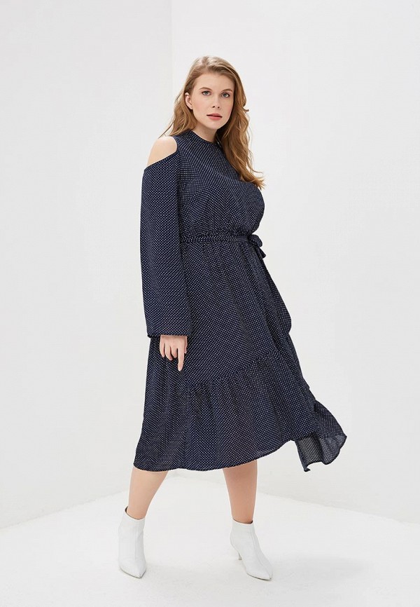 

Платье LOST INK PLUS, FIT & FLARE DRESS IN POLKA DOT, Синий