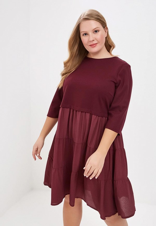 

Платье LOST INK PLUS, SWING DRESS WITH WOVEN HEM, Бордовый