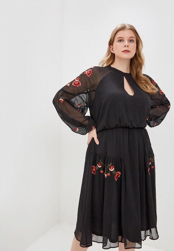 

Платье LOST INK PLUS, DRESS WITH EMBROIDERY DETAIL, Черный