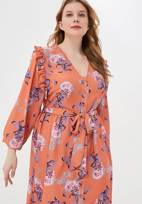 

Платье Lost Ink Plus, Оранжевый, MIDI DRESS IN ORANGE FLORAL PRINT