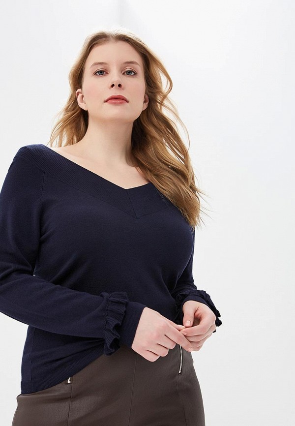 

Пуловер LOST INK PLUS, BARDOT JUMPER WITH FRILL CUFF, Синий