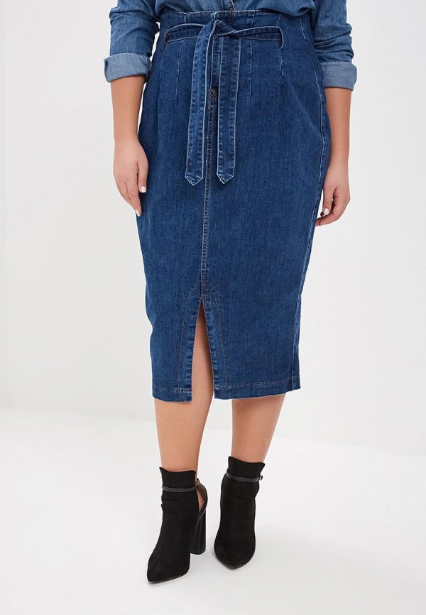

Юбка джинсовая LOST INK PLUS, LONGLINE DENIM SKIRT WITH PAPERBAG, Синий