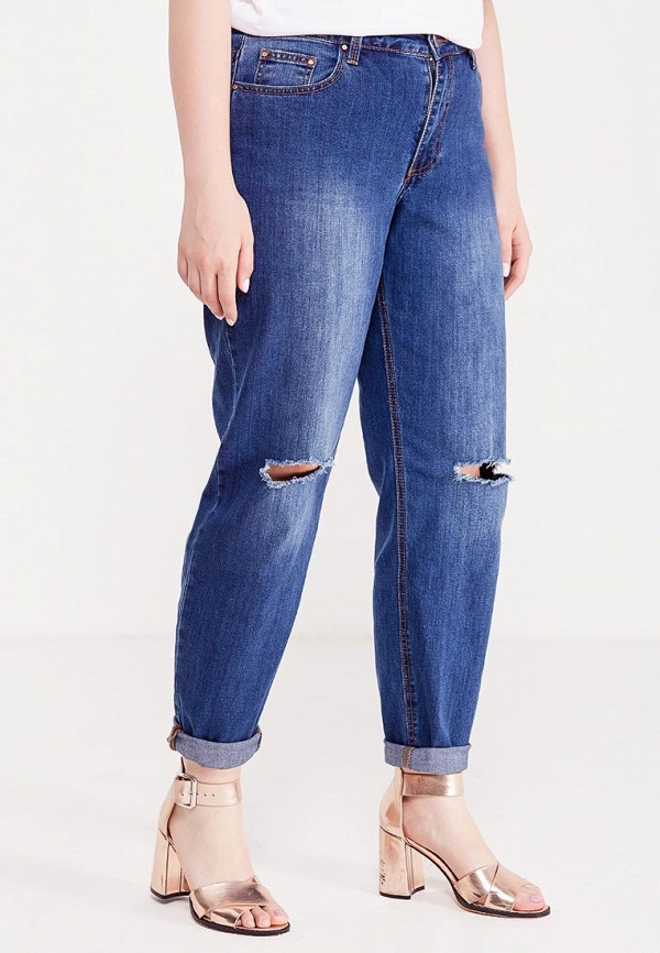 

Джинсы Lost Ink Plus, Синий, SLIM BOYFRIEND JEAN IN BEETROOT
