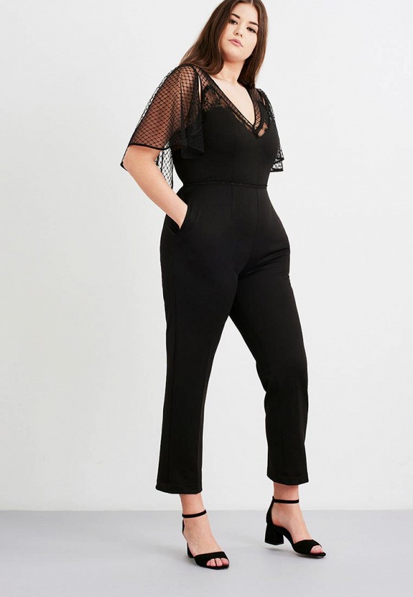 

Комбинезон LOST INK PLUS, THE WARDROBE JUMPSUIT WITH MESH SLEEVES, Черный