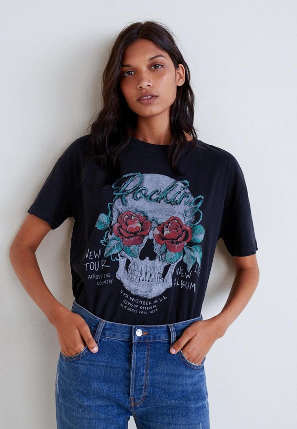 

Футболка Mango, - SKULL, Серый