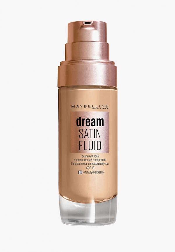 

Тональный крем Maybelline New York, Бежевый, -флюид для лица "Dream Satin Fluid", оттенок 10, Натурально-бежевый, 30 мл