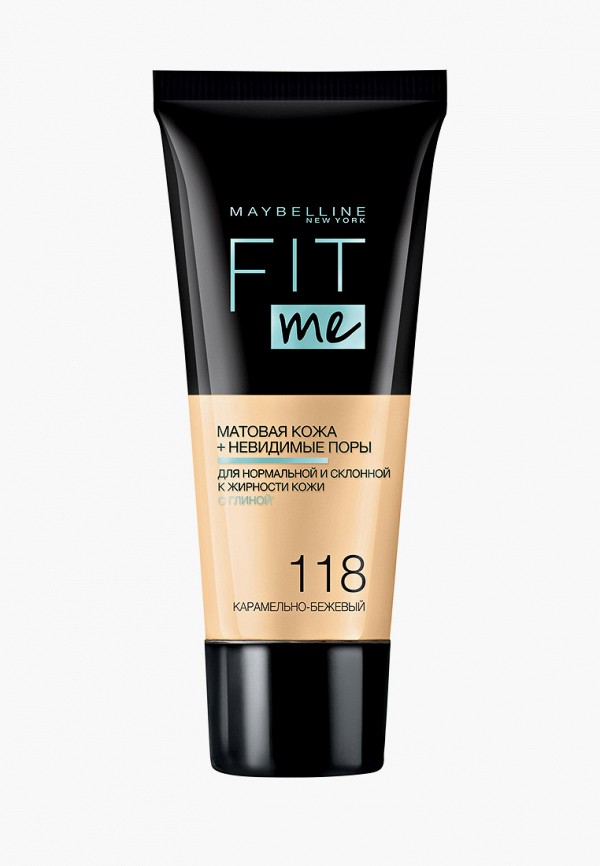 

Тональный крем Maybelline New York, Бежевый, Fit Me, матирующий, скрывающий поры, Оттенок 118, Карамельно-бежевый, 30 мл