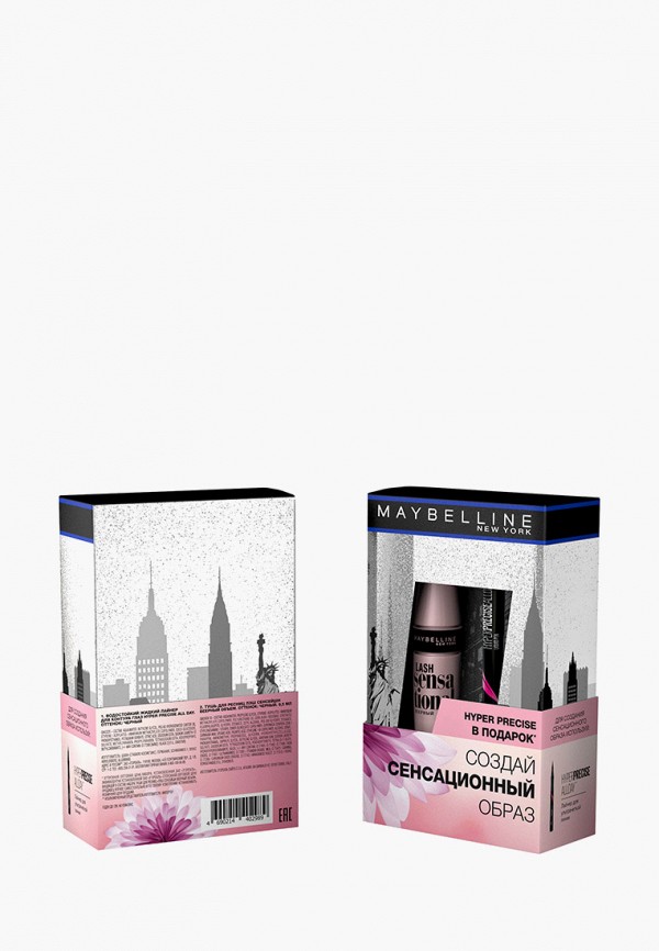 

Набор для макияжа глаз Maybelline New York, Тушь для ресниц "Lash Sensational", веерный объем, черная, 9,5 мл и лайнер для глаз "Hyper Precise", подводка-фломастер, черный, 1,1 мл