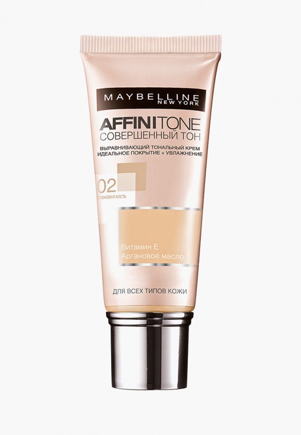

Тональный крем Maybelline New York, Бежевый, Affinitone, выравнивающий и увлажняющий, с аргановым маслом, оттенок 02, Слоновая кость, 30 мл