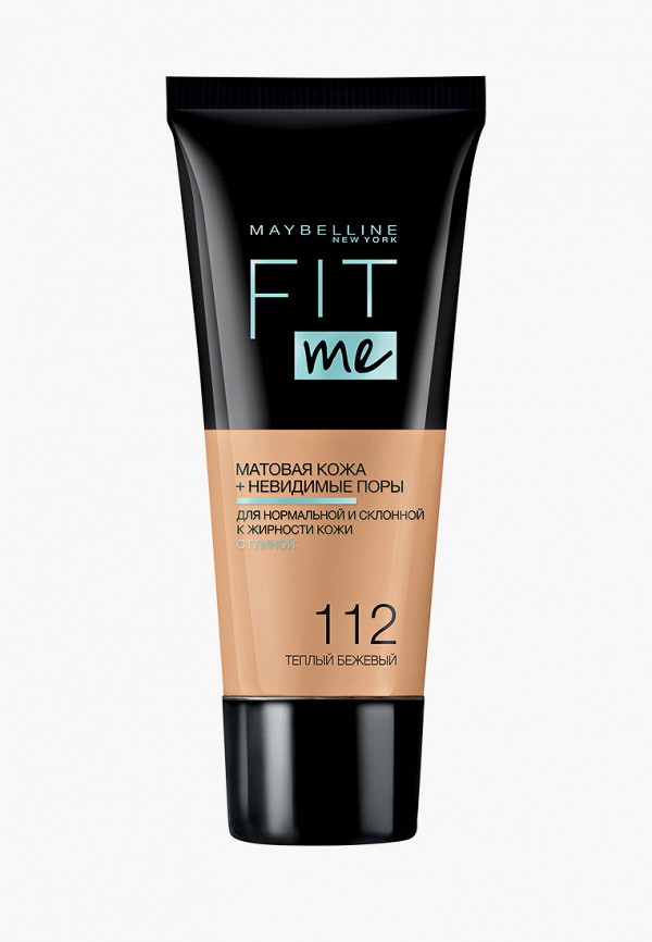 

Тональное средство Maybelline New York, Прозрачный, Fit Me, матирующий, скрывающий поры, Оттенок 112, Теплый бежевый, 30 мл