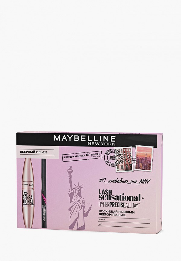 

Набор для макияжа глаз Maybelline New York, Черный, тушь для ресниц Lash Sensational, лайнер для глаз Hyper Precise