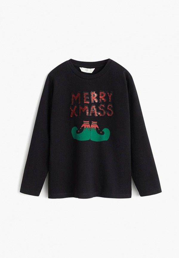 

Лонгслив Mango Kids, Черный, - XMAS