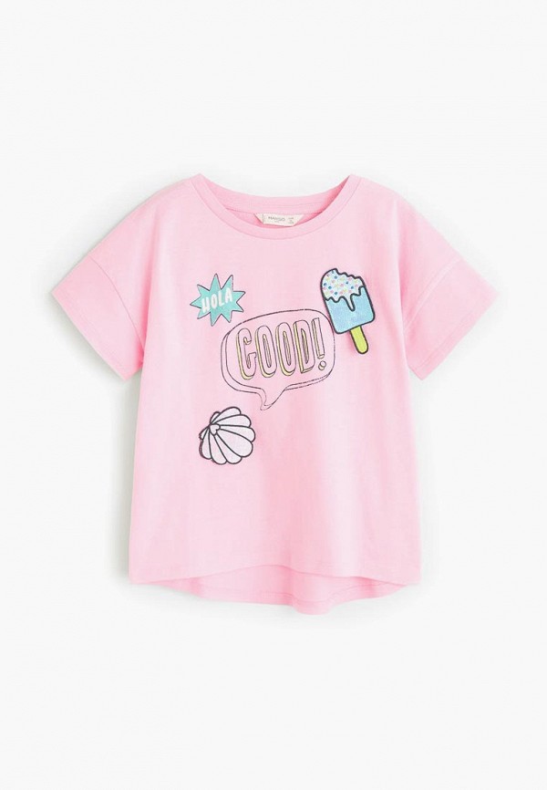 

Футболка Mango Kids, - WINDOW4, Розовый