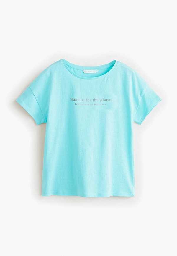 

Футболка Mango Kids, - WORLD, Бирюзовый