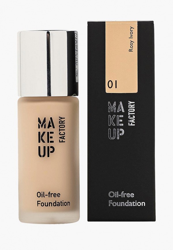 

Тональное средство Make Up Factory, матовое для нормальной и жирной кожи Oil-free Foundation тон 01 розовая слоновая кость, Бежевый