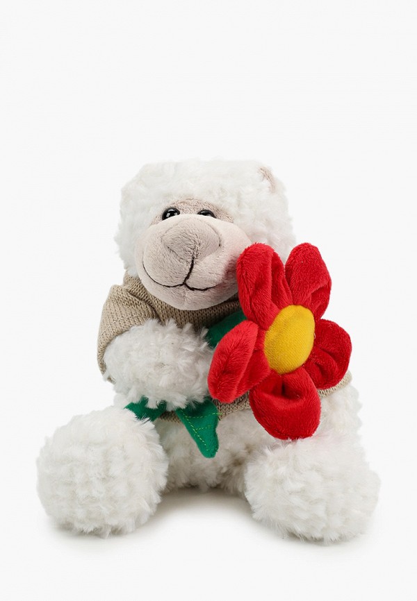 

Игрушка мягкая Magic Bear Toys, Белый, Мишка Вилли в свитере с цветком 18 см