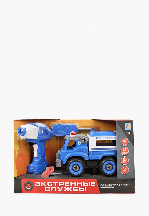 

Игрушка радиоуправляемая 1Toy, Синий, 1toy Экстренные службы полиц. грузовик на р/у