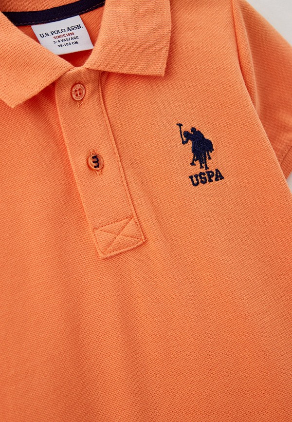 Поло для мальчика U.S. Polo Assn. цвет оранжевый  Фото 3