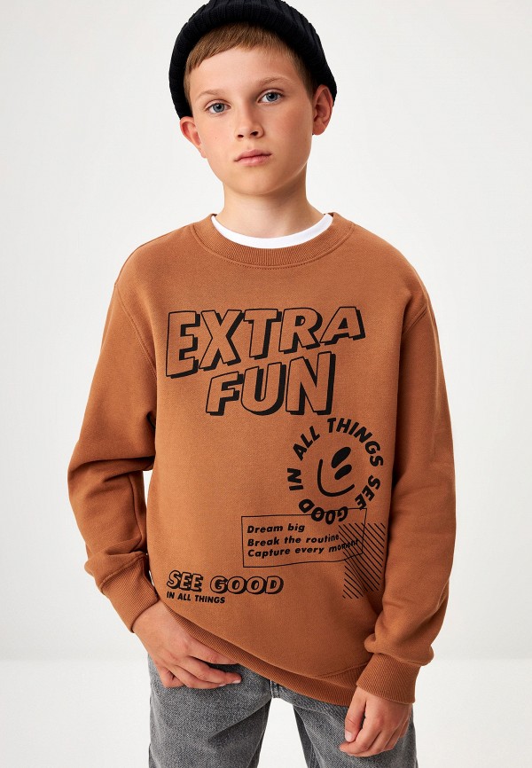 Свитшот Sela коричневый, размер 122, фото 4