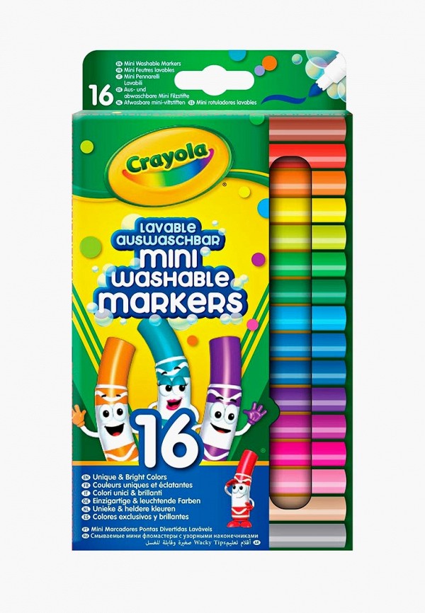 

Набор игровой Crayola, 16 легкосмываемых минифломастеров на водной основе, Разноцветный