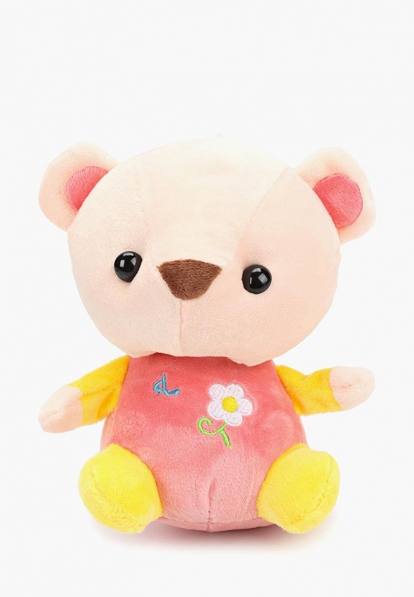

Игрушка мягкая Tashatoys, Медведь с вышитым цветком, Розовый