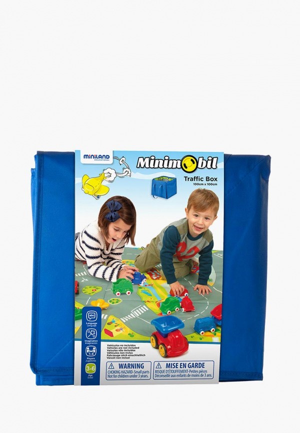 

Набор игровой Miniland, Разноцветный, коврик-ящик складной Minimobil Traffic Box