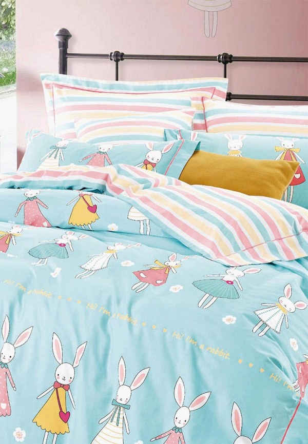 

Постельное белье детское Bellehome, Бирюзовый, Зайки подружки