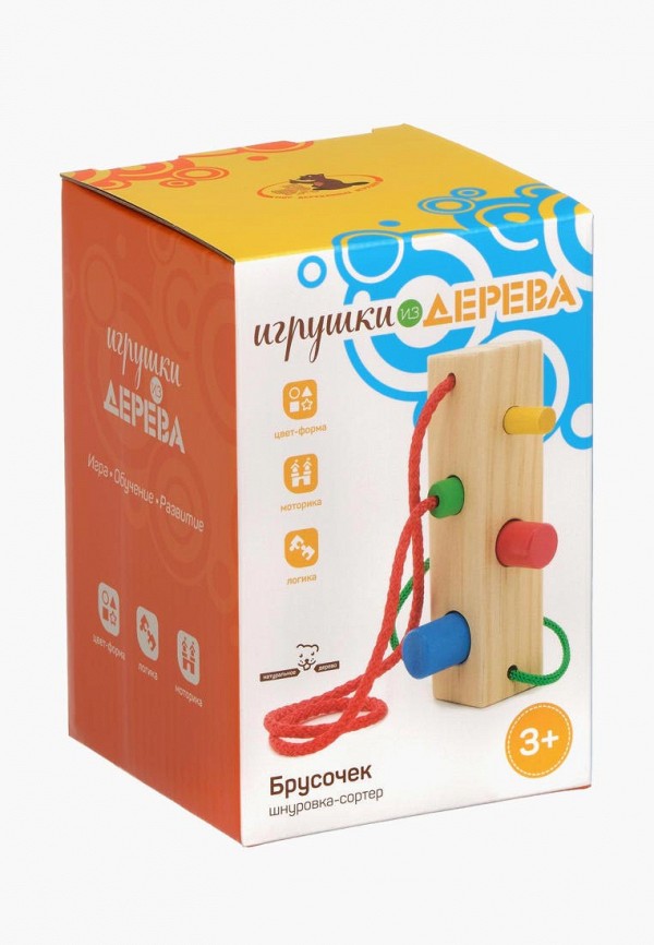 

Игрушка Игрушки из дерева, Разноцветный, Шнуровка-сортер "Брусочек"