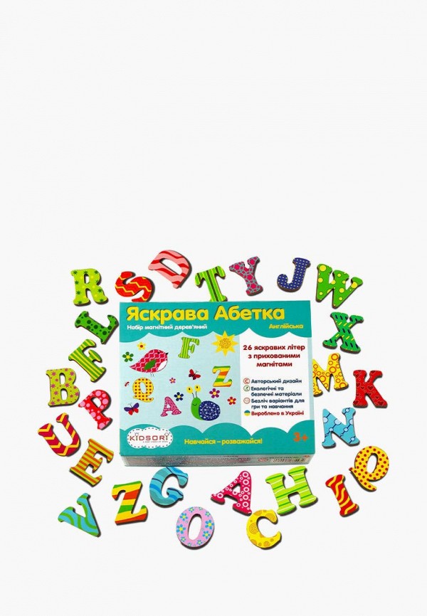 

Набор игровой Kidsori, Разноцветный, Магнитный алфавит Яркая Азбука, 26 букв, английский язык