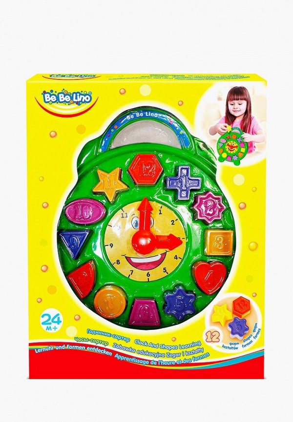 

Игрушка BeBeLino, Разноцветный, Часы-сортер