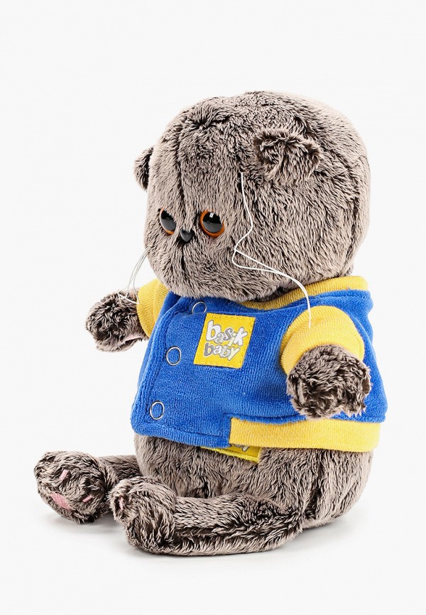 

Игрушка мягкая Basik&Co, Разноцветный, Кот Басик BABY в синей куртке с желтой отделкой