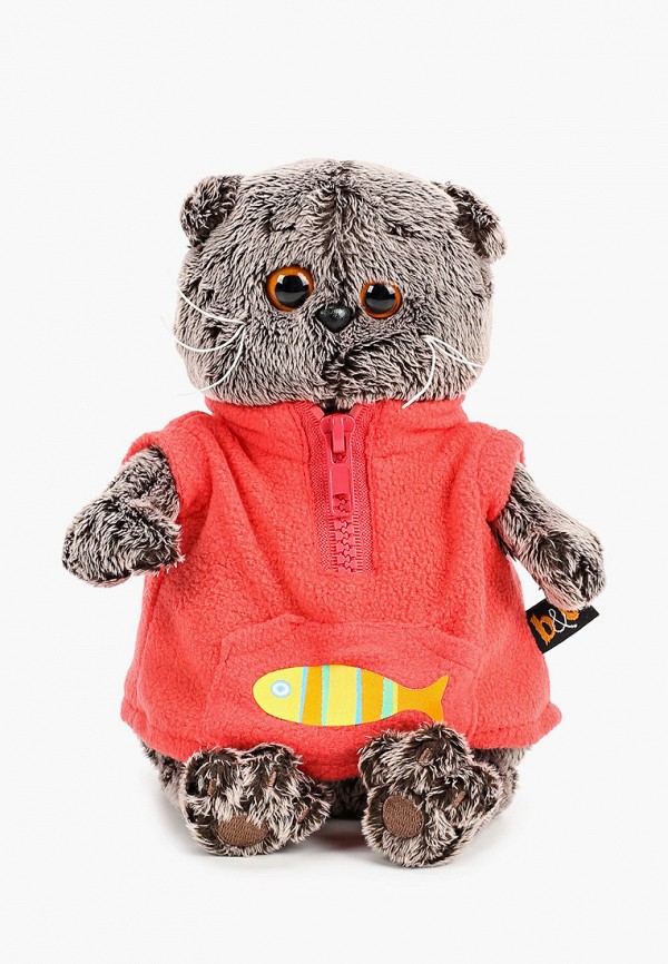 

Игрушка мягкая Basik&Co, Коричневый, Кот Басик в красном флисовом жилете 19см