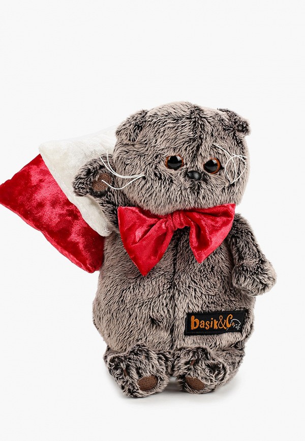 

Игрушка мягкая Basik&Co, Коричневый, Кот Басик на бархатной подушке