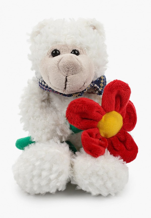 

Игрушка мягкая Magic Bear Toys, Белый, Мишка Вилли в платочке с цветком,18см
