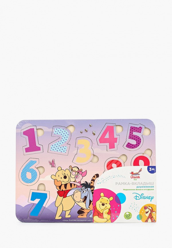 

Игрушка Уланик, Разноцветный, Пазл деревянный/Рамка-вкладыш Учим цифры Винни Пух Disney деревянная 22х30 см