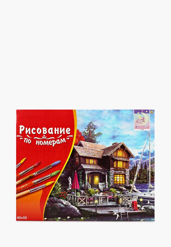 

Набор для творчества Рыжий Кот, Разноцветный, ЕДИНОРОГ НА ЛУНЕ, холст для рисования по номерам, с красками, 40х50 см