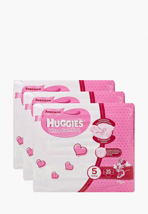

Подгузники Huggies, Разноцветный, Ultra Comfort для девочек 5 (12-22кг), 105 шт.