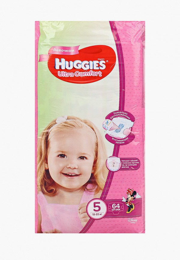 

Подгузники Huggies, Белый, Ultra Comfort для девочек, размер 5 (12-22 кг), 64 шт.