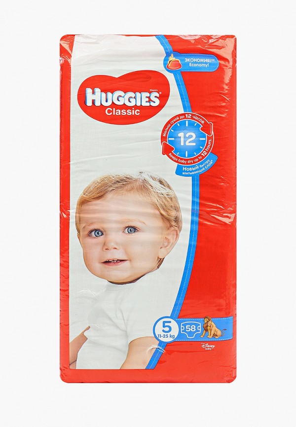 

Подгузники Huggies, Белый, Classic, размер 5 (11-25 кг), 58 шт.