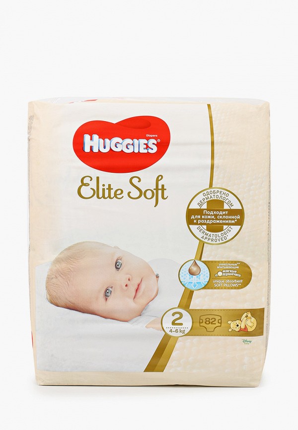

Подгузники Huggies, Разноцветный, Elite Soft 2 (4-6кг), 82 шт.