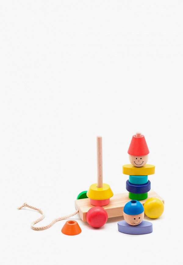 

Игрушка Игрушки из дерева, Разноцветный, Развивающая пирамидка-каталка "Мальчик и девочка"