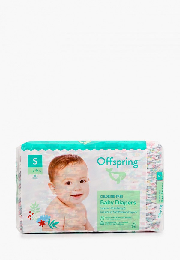 

Подгузники Offspring, Разноцветный, Котики, S (3-6 кг) 48 шт.