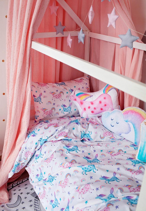 

Постельное белье детское Happy Spaces, Белый, Единорожки