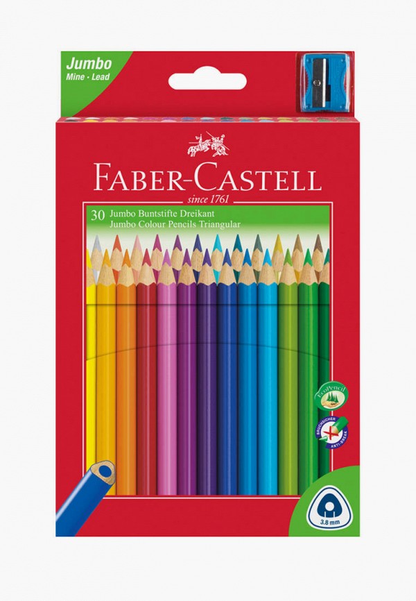 

Набор карандашей Faber-Castell, Разноцветный, "Jumbo", цветные, трехгранные, утолщенные, 30 цв.
