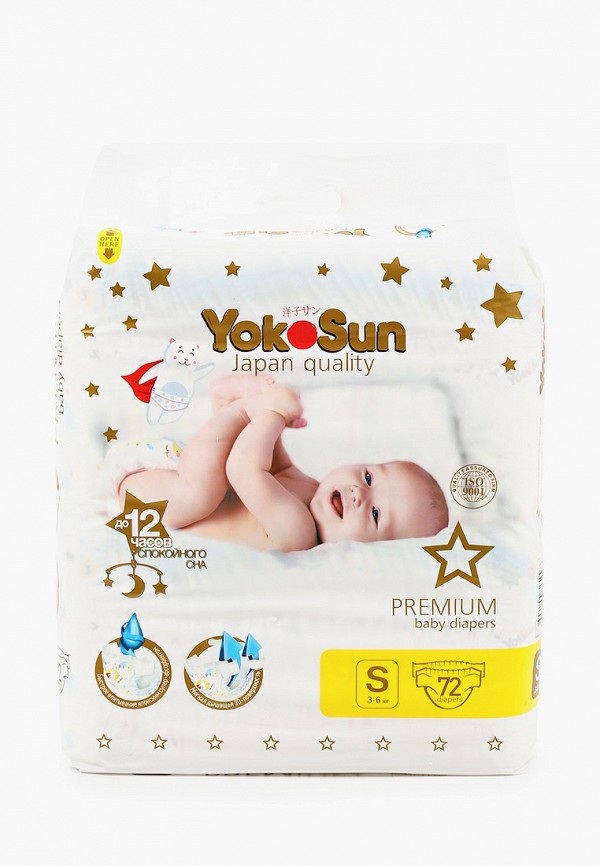 

Подгузники Yokosun, Белый, Premium S (3-6 кг), 72 шт.